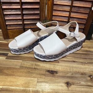 Anthropologie Nude &Cheetah Wedges size 7.5